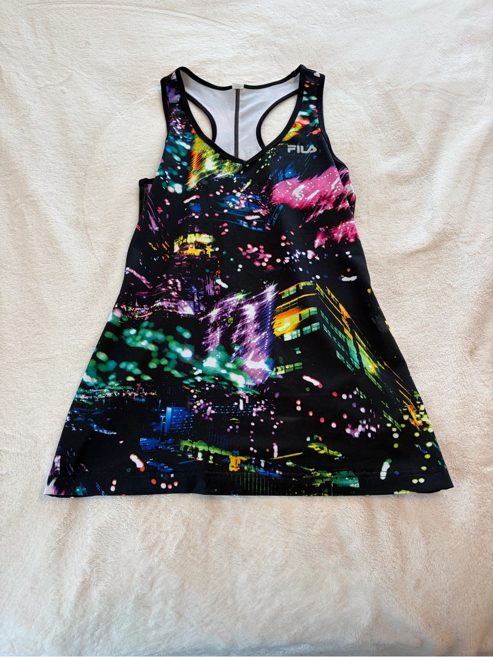FILA Black Multicolor Athletic Tank - Neon Print